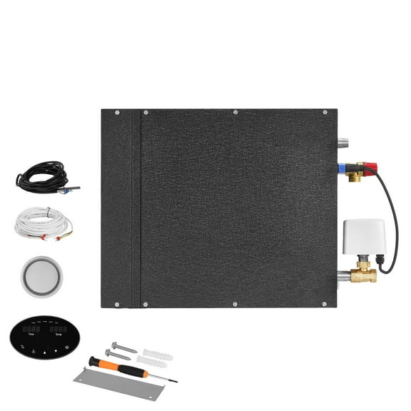 KFFKFF 7.5 kW Steam Generator with Controller for Home Sauna and Spa, Auto Drain System, Overheat, Dry-Run & Overpressure Protection, Efficient Operation from 10 Min to 24h, Black