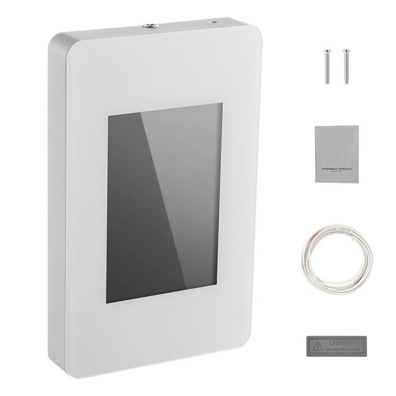 KFFKFF 7-Day Programmable Thermostat for Radiant Floor Heating, Heat Pump with GFCI & Precise Sensor, Touchscreen TFT Color Display, Energy-Saving, Gray-White (Non-Wifi)