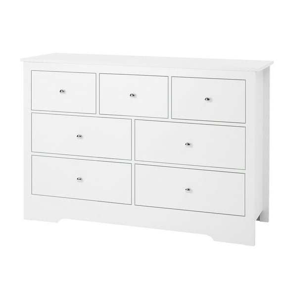 KFFKFF 7-Drawer Wooden Dresser, Minimalist Chest with Sliding Drawers and Anti-Tip Safety, Storage Organizer for Bedroom, Living Room, Hallway, Entryway, Light Wood Finish