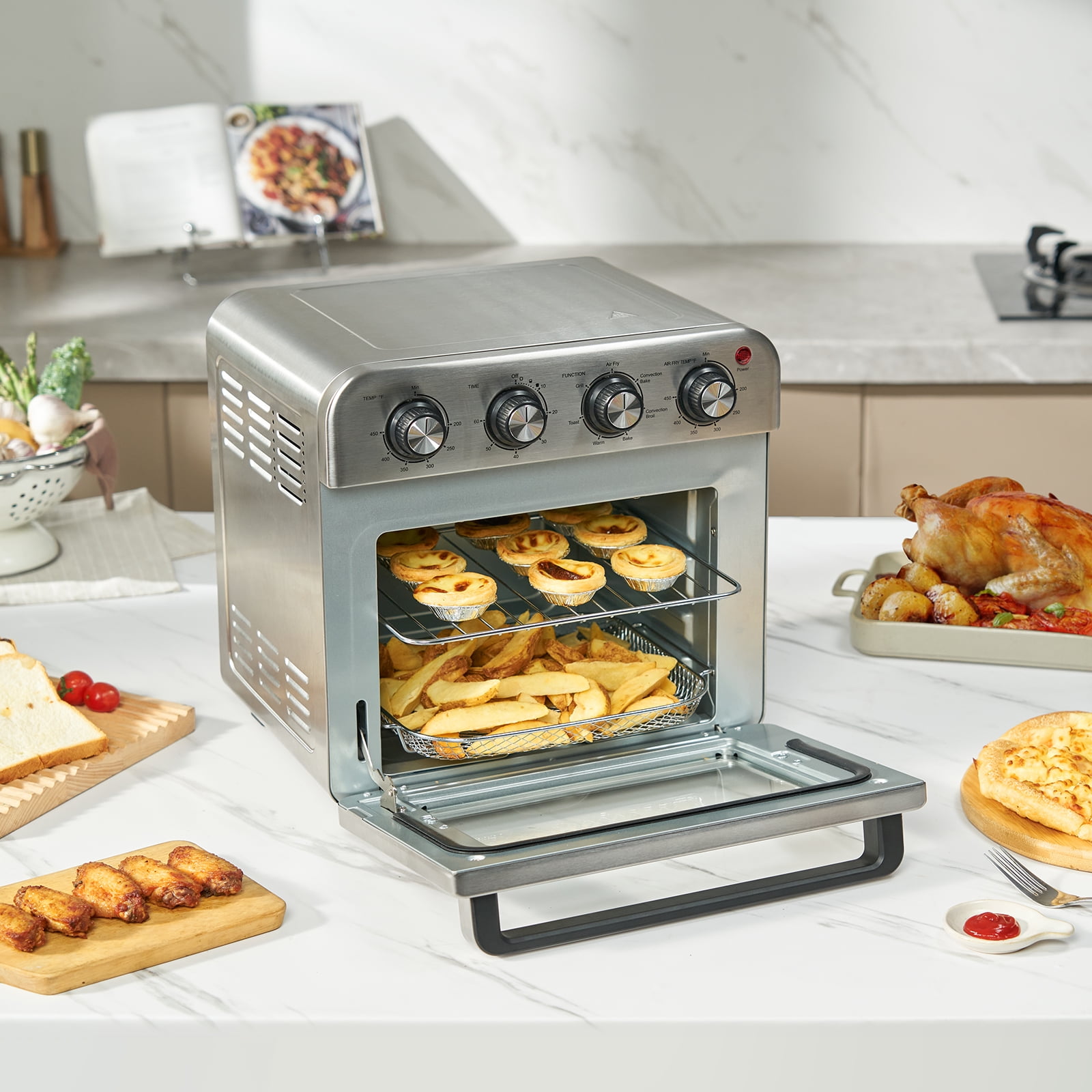 KFFKFF 7-IN-1 Air Fryer Toaster Oven 18L Stainless Steel 1700W Convection Oven