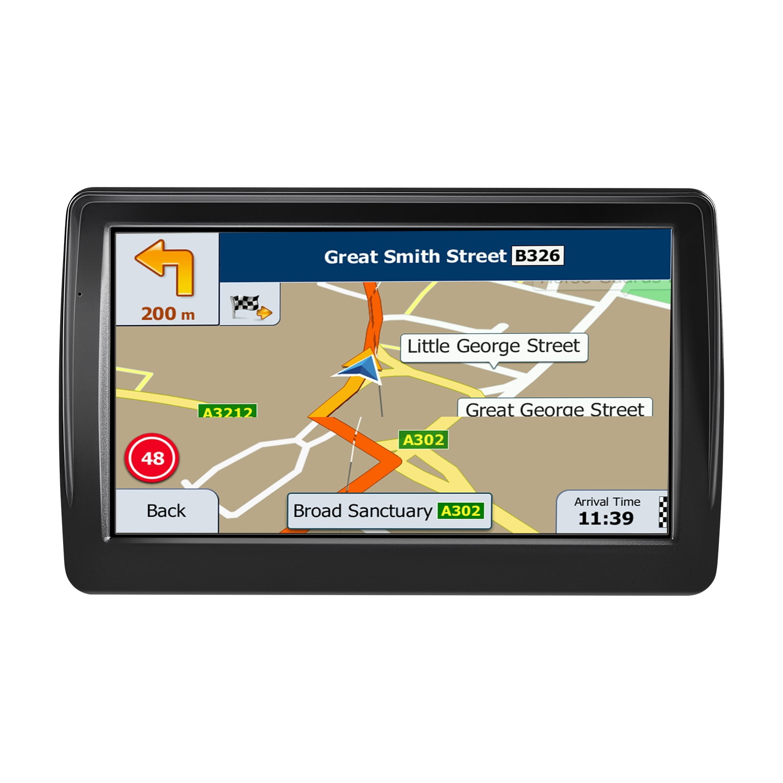 KFFKFF 7-Inch GPS Navigation System with Touch Screen, 8GB Storage, Lifetime Map Updates, Voice Guidance, Speed Alerts, and Custom Routes for Cars, Trucks, and RVs