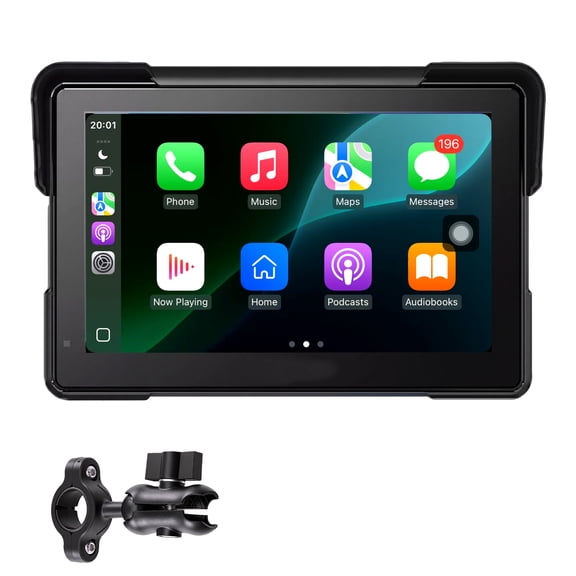 KFFKFF 7-Inch Wireless Motorcycle Display with Apple Carplay & Android Auto,HD Touchscreen GPS System,Voice Control,Dual Bluetooth, Siri & Google Assistant,IP67 Waterproof - Compatible