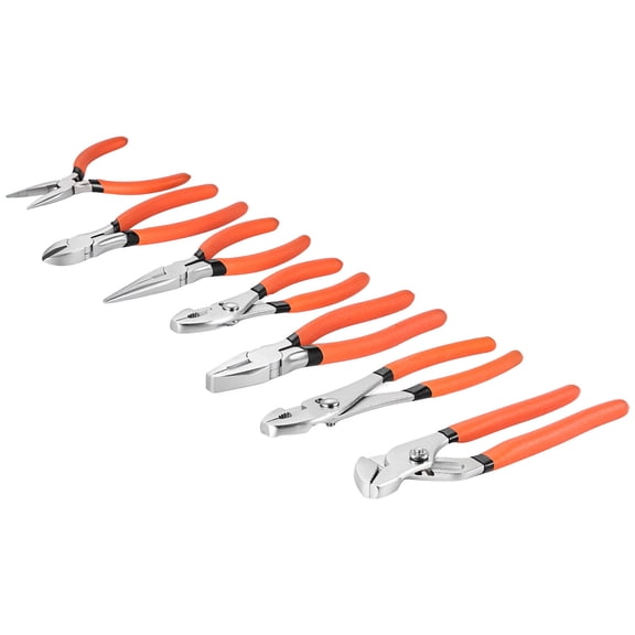 KFFKFF 7-Piece Pliers Set with Polished Carbon Steel Jaws, Ideal for DIY and Home Projects, Includes 8" Groove Joint, 7" Combination, 6" Diagonal, 6"/8" Slip Joint, 4.5"/6" Long Nose Pliers