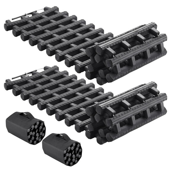 KFFKFF 7 TON Grip Pads, TPR Material, for Off-road, Cars, Pickups, SUVs, RVs, Dual Tire Grip Mats for Snow, Sand, Mud, Loose Ground, Includes Storage Bags, Compact, Black