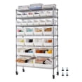 thumbnail image 1 of KFFKFF 7-Tier Rolling Storage Rack with 24 Organizer Bins, Steel Wire Shelving System with Wheels, Mobile Organizer for Garage, Warehouse, Office, Classroom, and Kitchen, 1 of 9