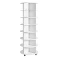 thumbnail image 1 of KFFKFF 7-Tier Rotating Shoe Rack Tower with Wheels, 360° Spinning Carousel Organizer, Movable Closet Shelf for Entryway or Living Room, White, 1 of 9