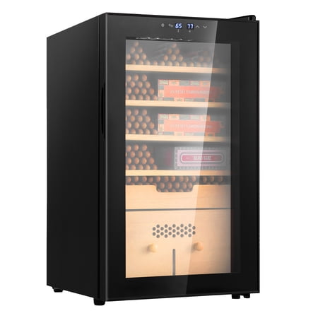 KFFKFF 70L Electric Cigar Humidor for 400 Counts,Cooling, Heating & Humidity Control With Spanish Cedar Wood Shelves,Father's Day Gift