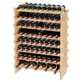 thumbnail image 1 of KFFKFF 72 Bottle Stackable Modular Wine Rack 8-Tier Bamboo Wood Display Shelf, 1 of 9