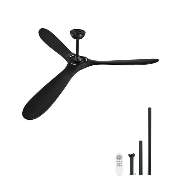 KFFKFF Ceiling Fan Ceiling Fan, Solid Wood, 72-Inch, Black