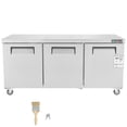 thumbnail image 1 of KFFKFF 72" Professional Fridge for Sandwich & Salad Preparation, 20 Cu. Ft Stainless Steel Chilled Food Preparation Area with Triple Doors, No-Frost Refrigerator with Security Lock for Eatery, 1 of 9