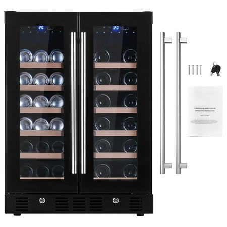 KFFKFF 78 Cans 20 Bottle Fridge Stainless Steel Wine Cooler with LED Light Lock