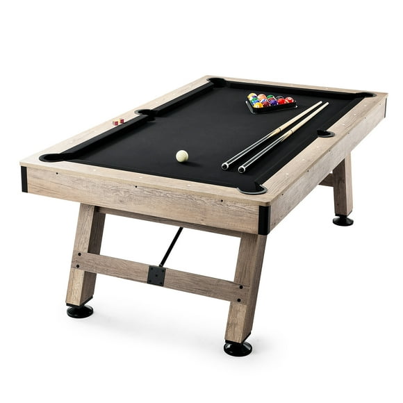 KFFKFF 7ft Billiards Table Pool Table Set Black Cloth for Family Game Room