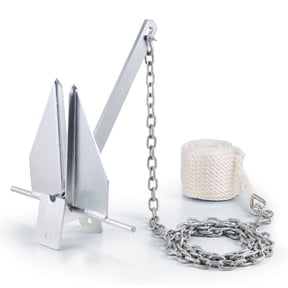 KFFKFF 8.5 LBS Fluke Anchor Galvanized Steel Two Shackles Boat Anchor Chain Rop