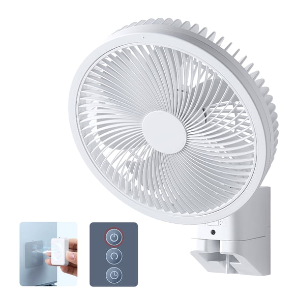 KFFKFF 8.5 in Wall-Mounted Oscillating Fan with Remote Control, Adjustable Speeds & Timer, DC Motor, 10 ft Airflow Range, Horizontal and Vertical Tilt for Home, Office, or RV Use