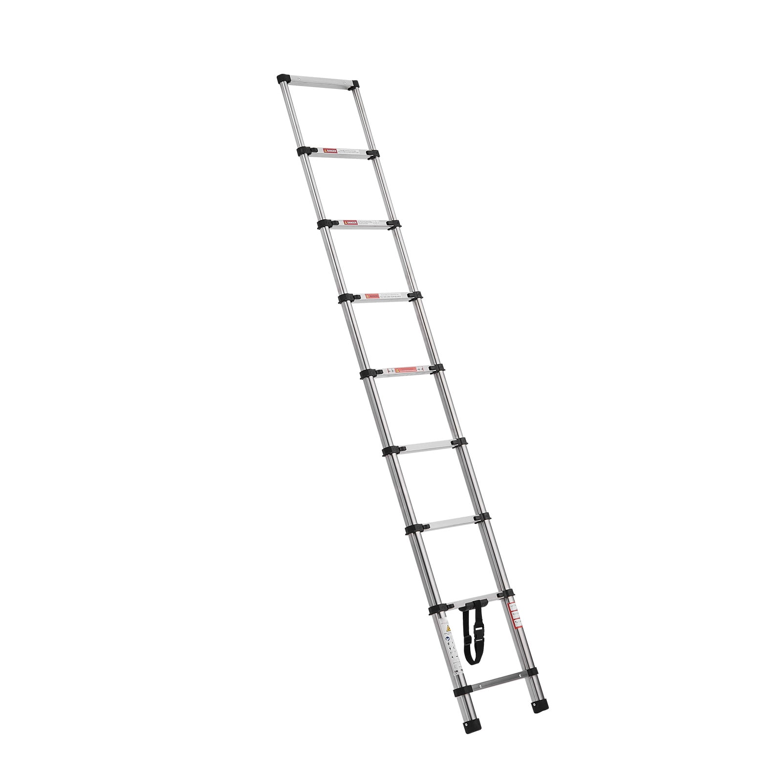 KFFKFF 8.5ft Telescoping Ladder, Stainless Steel Lightweight Extension Ladder with Multi-Button Retraction, 330LBS Load Capacity, Non-Slip Feet, Portable 9-Step Ladder for Home, RV, and Loft