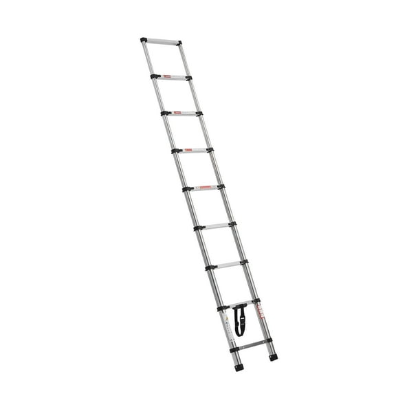 KFFKFF 8.5ft Telescoping Ladder, Stainless Steel Lightweight Extension Ladder with Multi-Button Retraction, 330LBS Load Capacity, Non-Slip Feet, Portable 9-Step Ladder for Home, RV, and Loft
