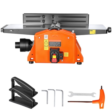 KFFKFF 8-Inch Spiral Benchtop Jointer, 2 HP 8500 RPM Wood Jointer with 18-Blade Cutterhead, Extendable Cast Aluminum Table, Adjustable Fence, 1/8-Inch Depth Capacity for DIY Woodworking