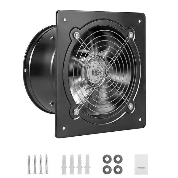 KFFKFF 8-Inch Wall-Mounted Exhaust Fan, 576 CFM High-Performance Ventilation Fan with On/Off Switch, Energy-Efficient Design for Attics, Garages, Basements, Workshops,Kitchens,and Chicken Coops,Black