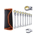 thumbnail image 1 of KFFKFF 8-Piece Flex-Head Ratcheting Wrench Set with Roll-Up Pouch, Cr-V Steel Combination Wrenches, Metric Sizes 8 mm to 17 mm, Suitable for Household and Automotive Repairs, 1 of 9