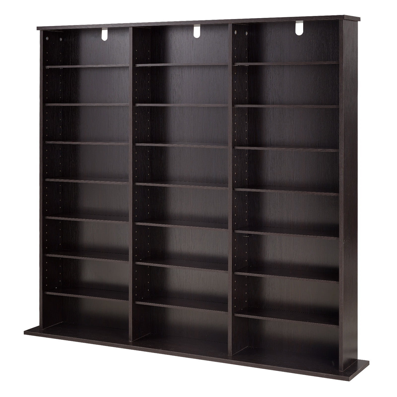 KFFKFF 8-Tier Media Storage Cabinet, 55.91 x 8.66 x 51.18 in Organizer for CDs, DVDs, Books, and Games, Multimedia Shelf for Living Room, Home Office, or Recording Room, Brown