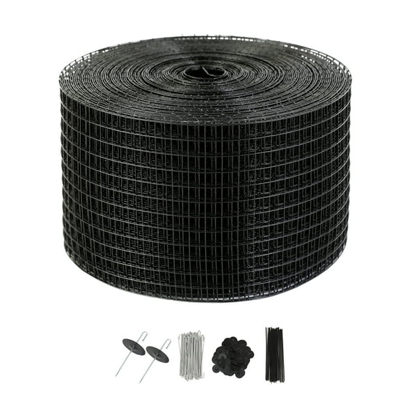 KFFKFF 8 inch x 100ft Solar Panel Protection Kit, Critter Guard Roll with 100 Aluminum Fasteners, Durable Mesh with Rust-resistant PVC Coating, 1/2 inch Wire Roll for Solar Panel Safety