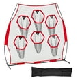 thumbnail image 1 of KFFKFF 8 x 8 ft Football Trainer Throwing Net with 6 Target Pockets, Durable Practice Net for Quarterback Accuracy Training, Includes Straps and Portable Carry Case, Red, 1 of 9