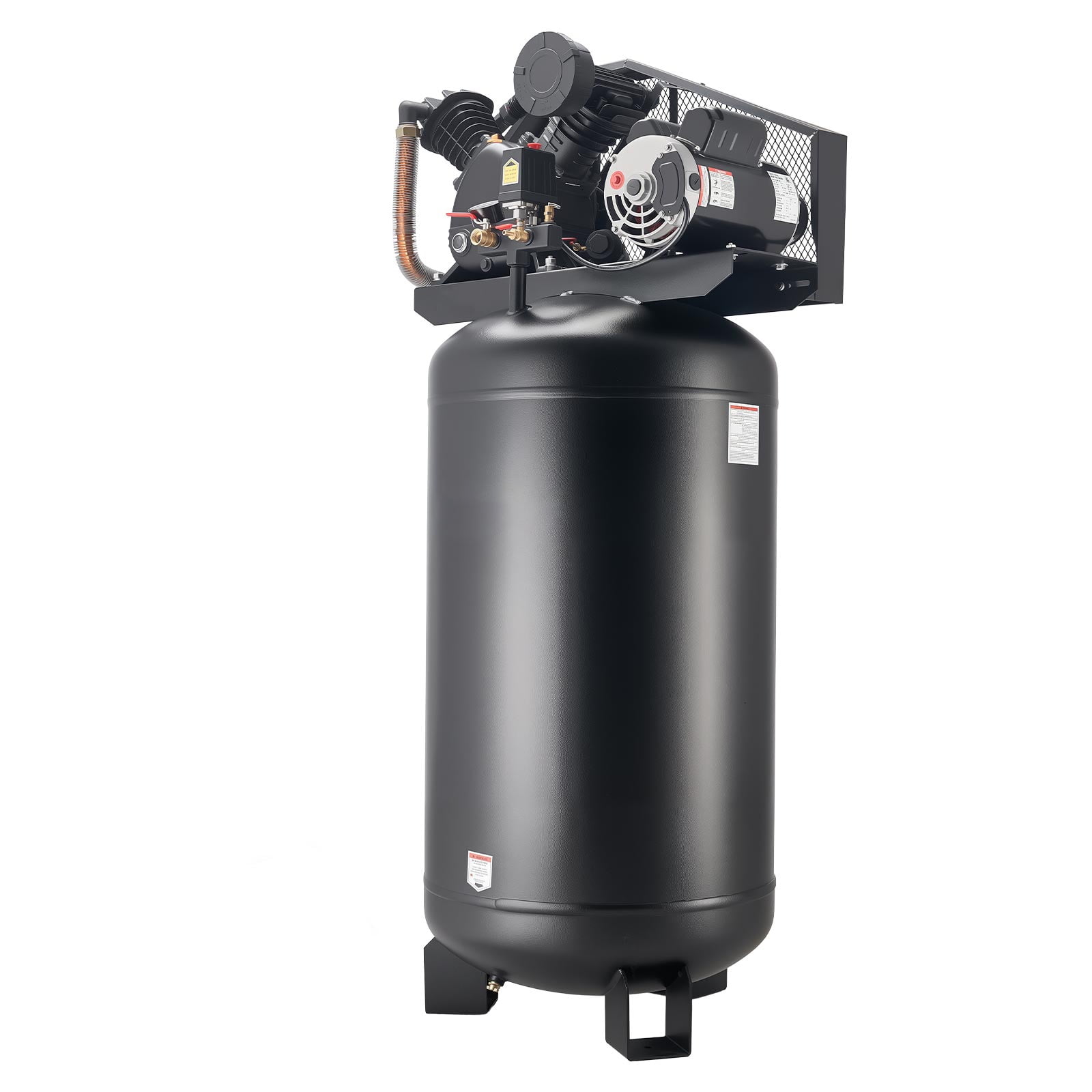 KFFKFF 80-Gallon Industrial Air Compressor, 5HP Motor, 10 SCFM at 90 PSI, Max Pressure 175 PSI, Oil-Lubricated Tank for Manufacturing and Large Workshops (230V, No Plug)