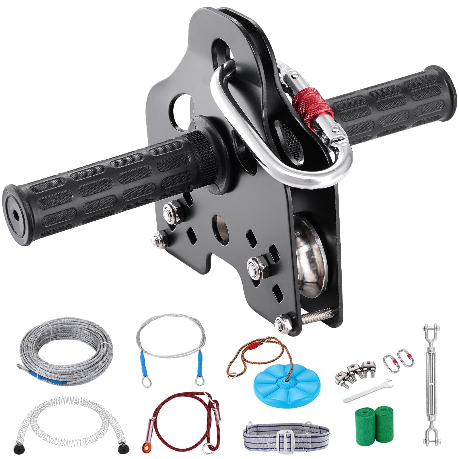 KFFKFF 80 ft Up to 500 lb Zip Line Kit for Kids Adult Trolley Slackers Zipline