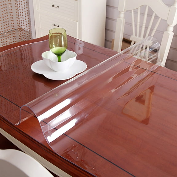 KFFKFF 80 x 42 Inch Clear Table Cover Protector,Clear Desk Protector Table Pads, 2mm Thick PVC Plastic Tablecloth Table Protector for Dining Room Table