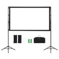 thumbnail image 1 of KFFKFF 84-Inch Projector Screen with Stand, 16:9 HD Portable Projection Screen, 160° Viewing Angle, Wrinkle-Resistant Design with Dual Tripods and Carry Bag for Indoor and Outdoor Use, 1 of 9