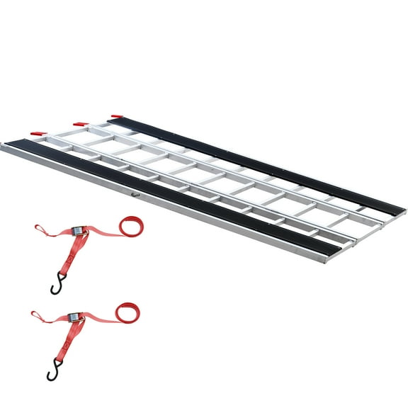 KFFKFF 85" x 54" Broad Aluminum Collapsible Ramps, Load Bearing Capacity of 1500 LBS for Motorcycles/Dirt Bikes/Trailers/ATVs/UTVs/Garden Tractors/Lawn Mowers, Set of 3