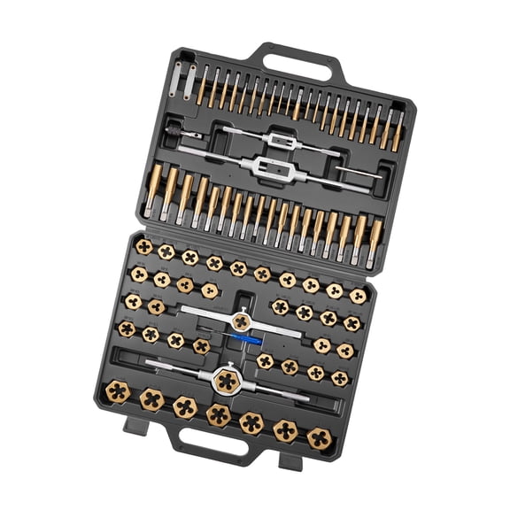 KFFKFF 86-Piece Tap and Die Set, Metric and SAE Sizes M3 to M12, #4 to 5/8", Includes Coarse and Fine Thread Tools, Wrenches, Carrying Case, and Accessories for Threading and Rethreading