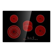 KFFKFF 8600W Electric Ceramic Cooktop, 30 5 Burners Built-in Countertop Burners Cooker Touch Control, Overheat Protection, Child Lock, 9 Power Levels,220-240V NO Plug