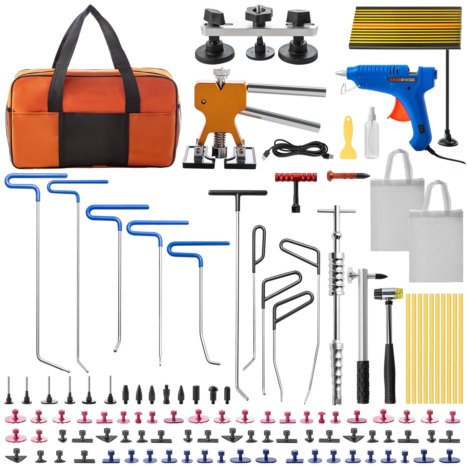 KFFKFF 89Pcs Paintless Dent Removal Puller Stainless Steel Tool Dent Repair Rods