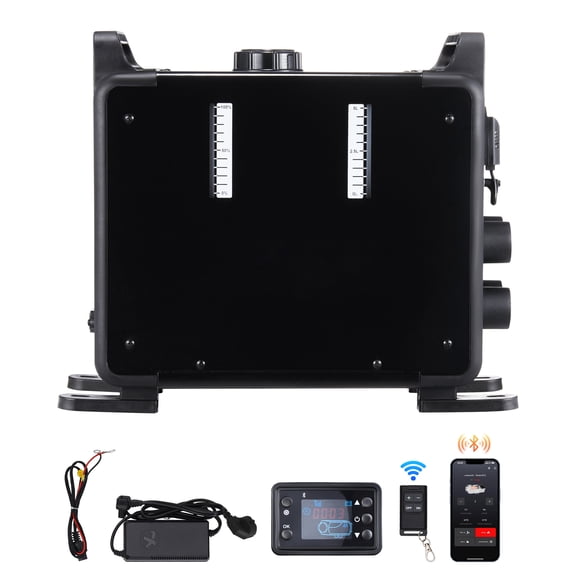 KFFKFF 8KW Diesel Furnace, Universal 12V/24V Diesel Heat System, Bluetooth App Management, Remote Access and Visual Display, CO Alert, Rapid Warming Vertical Mobile Diesel Furnace for Automobiles