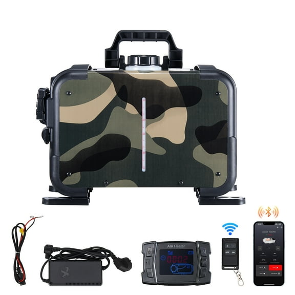 KFFKFF 8KW Diesel Heater, 12V/24V Universal Diesel Air Heater, Bluetooth APP Management, Remote Access and LCD Panel, CO Alert, Quick Warm-Up Horizontal Diesel Heater for