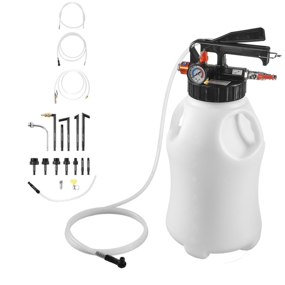 KFFKFF 8L Pneumatic Transmission Fluid Pump, Oil Extractor and Refill Tool with 15 Adapters, Durable HDPE Tank for Vehicles, Boats, and Lawn Equipment