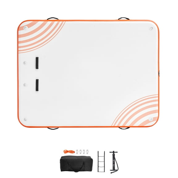 KFFKFF 8x6ft Inflatable Floating Dock Platform Pad with Ladder