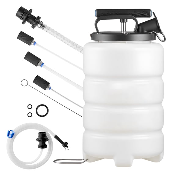 KFFKFF 9.5L Manual Vacuum Fluid Extractor Pump with 59-Inch Hose & Three 47-Inch Extension Tubes, Durable HDPE Tank for Oil Changes in Cars, Lawn Mowers, Boats, and Motorcycles