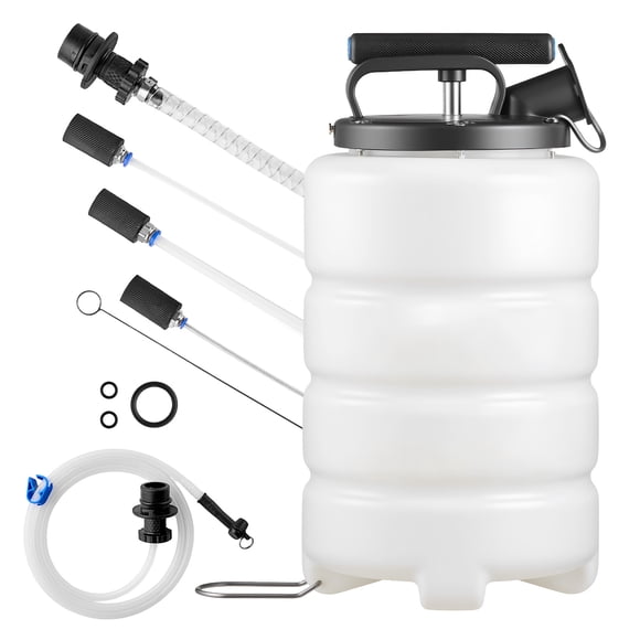 KFFKFF 9.5L Manual Vacuum Fluid Extractor Pump with 59-Inch Hose & Three 47-Inch Extension Tubes, Durable HDPE Tank for Oil Changes in Cars, Lawn Mowers, Boats, and Motorcycles