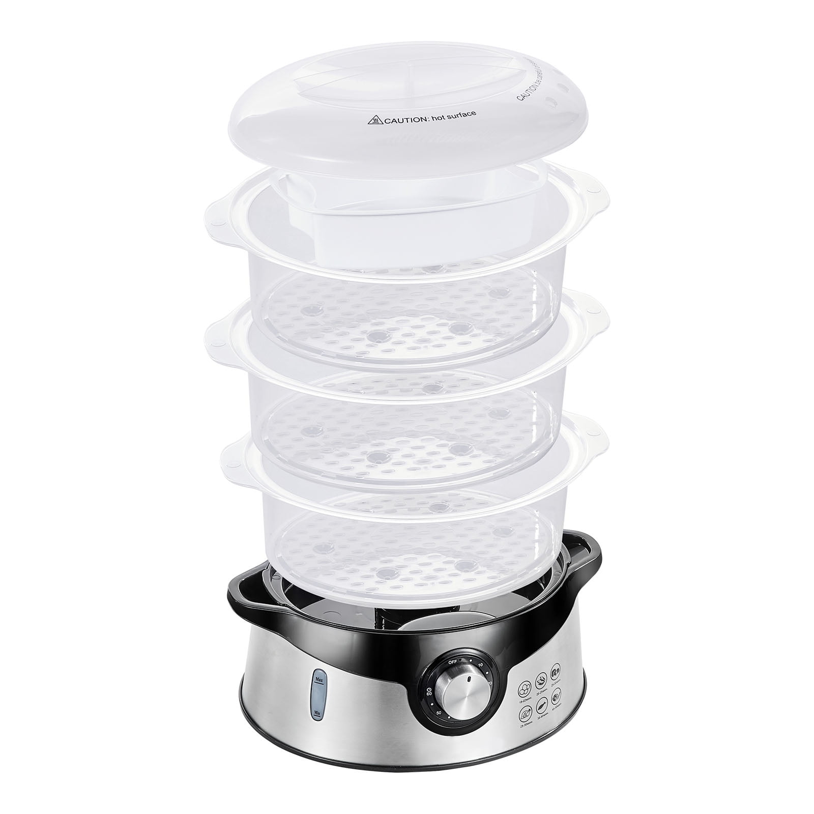 Aigostar 3 Tier Food Steamer, 9 Litre, Stainless Steel Base, 800W