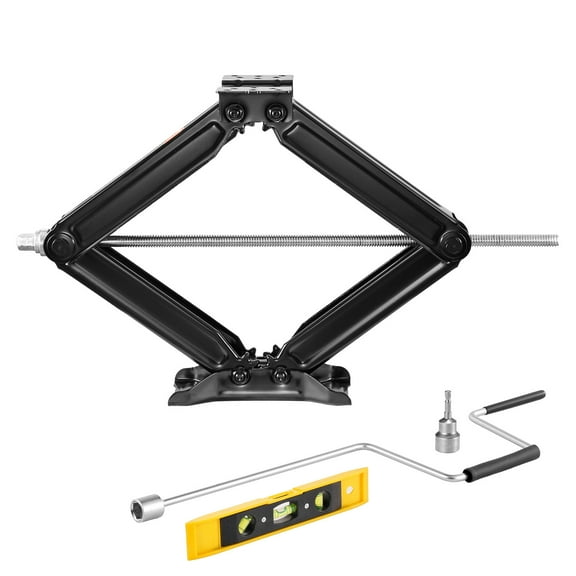 KFFKFF 9000 lbs RV Scissor Jacks, Adjustable 4-23.4 in Stabilizer Leveling Jacks, Set of 2, Durable Support with Crank Handle, Socket, and Bubble Levels, Resistant to Bending or Deformation