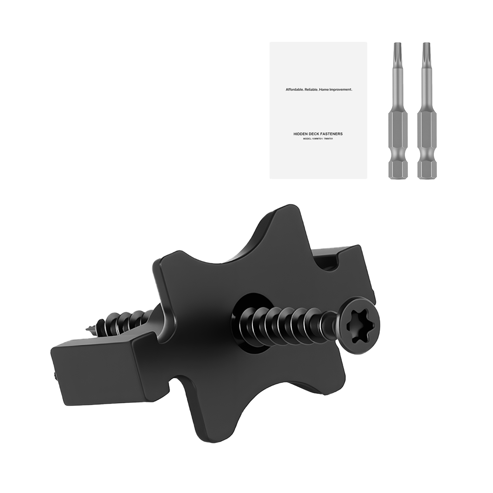 KFFKFF 900PCS Hidden Deck Fasteners for Composite Decking Boards, Universal T Clips & Plastic Fasteners with Metal Screws, Polypropylene Clips Compatible with 0.26-Inch Gaps, Black