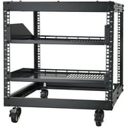 KFFKFF 9U Open Frame Server Rack, Adjustable Depth 23-40, Versatile Free Standing or Wall Mount Design, Equipped with 360  Casters, Durable 4 Post Structure for Networking IT, AV Equipment