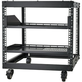 KFFKFF 9U Open Frame Server Rack, Adjustable Depth 23''-40'', Versatile Free Standing or Wall Mount Design, Equipped with 360° Casters, Durable 4 Post Structure for Networking IT, AV Equipment