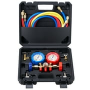 KFFKFF AC Measurement Kit - Tri-Function AC Manifold Measurement Set for R134A R22 R12 R502 Coolant, Freon Measurement Tools with 5ft Tubing, Connectors