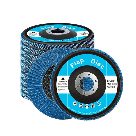 KFFKFF Flap Discs 60 Grit, 4-1/2" x 7/8" Discs for Angle Grinder, Type 29 Zirconia Sanding Disc, Bevel Style Grinding Wheels for Smoothing, Rust Elimination, Sanding, Finishing (Pack of 10)