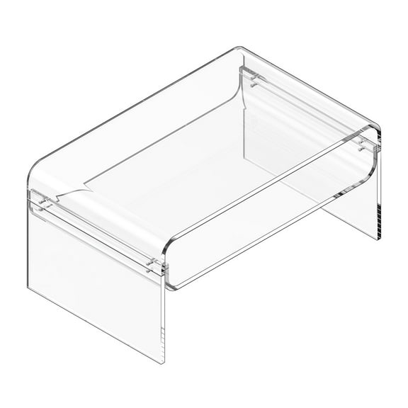 KFFKFF Acrylic Coffee Table with Dual-Tier Storage, Modern Rectangular Design for Dining Areas, Kitchens, Restaurants, Offices, 19.7 x 31.5 x 15 in (Clear)