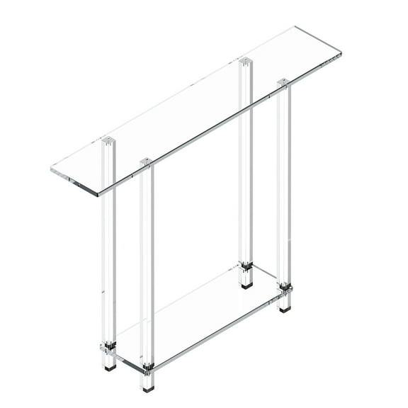 KFFKFF Acrylic Console Table with 2 Tiers, Slim Side Desk Featuring Open Lower Shelf, Modern Transparent Rectangle End Table for Entryway, Hallway, or Living Room, 7.6 x 39.4 x 31.5 in (Clear)