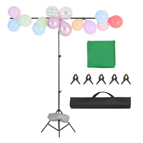 KFFKFF Adjustable 5 x 6.5 ft Backdrop Stand Kit, Portable Background Support with 3 Crossbars, Sturdy Screen Stand for Weddings, Photography, Video Studios, and Events